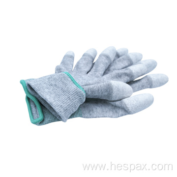 Hespax Durable PU Fingers Coated Carbon Fiber Gloves